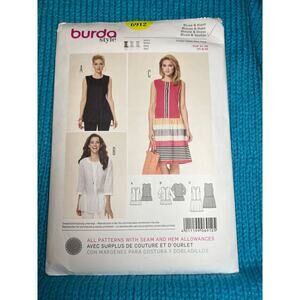 Burda pattern 6912 dress top jacket gathered skirt ruffle hem